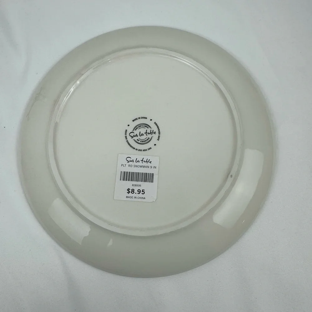 Sur la Table 9 Snowman Plates New